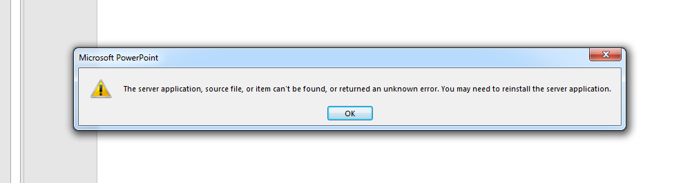 Lỗi khi liên kết Excel với PowerPoint