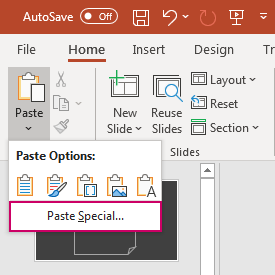 Lựa chọn Paste Special trong PowerPoint
