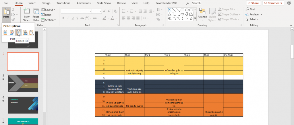 Nhúng dữ liệu Excel vào PowerPoint
