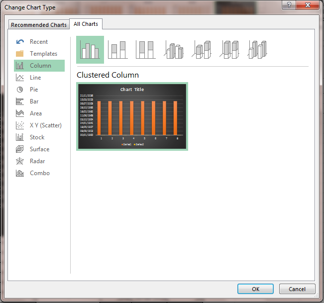 Thay đổi kiểu biểu đồ trong Excel