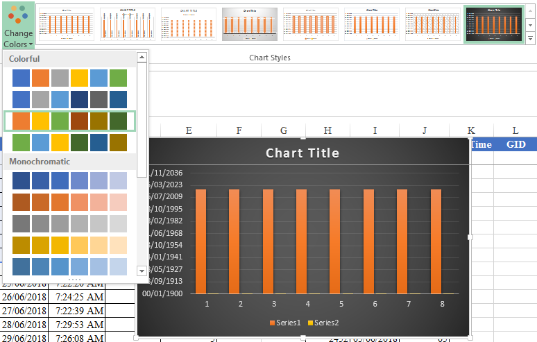 Thay đổi màu sắc biểu đồ trong Excel