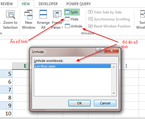 Chia đôi màn hình Excel: So sánh dữ liệu dễ dàng với Split Hide và Unhide workbook