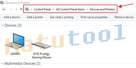 Mở Device and Printers trong Control Panel