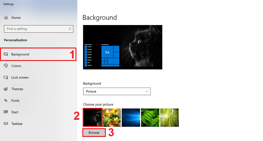Cửa sổ Personalization
