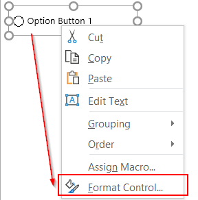 The Format Control dialog box in Excel focusing on the Control tab