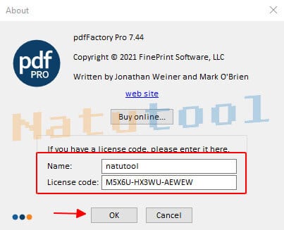 Nhập key kích hoạt pdfFactory Pro