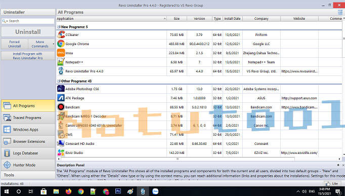 Giao diện Revo Uninstaller Pro
