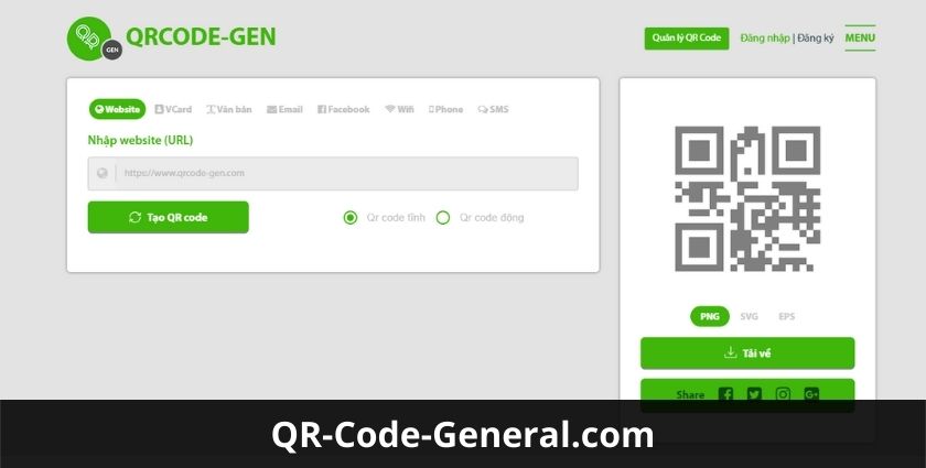 Giao diện phần mềm QR-Code-General.com