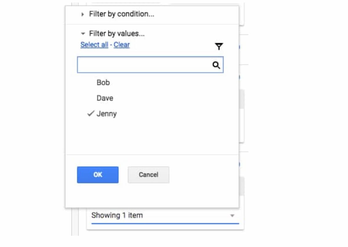Giờ đây bạn chỉ còn thấy thuộc tính được chọn có tên là Jenny.