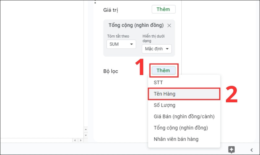 cách sử dụng bộ lọc trong pivot table