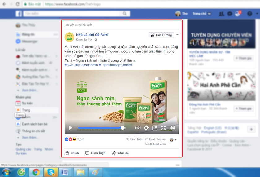 Loại quảng cáo được tài trợ