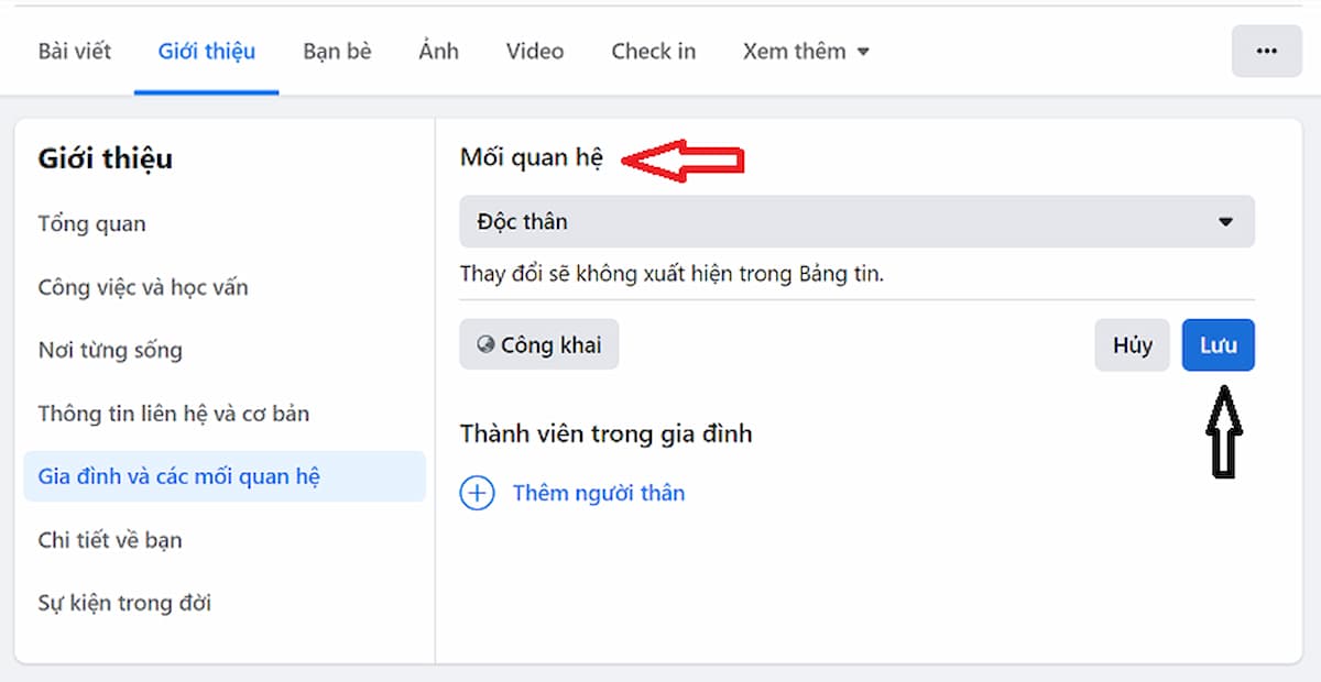 Cách thiết lập Rela trên Facebook bằng máy tính