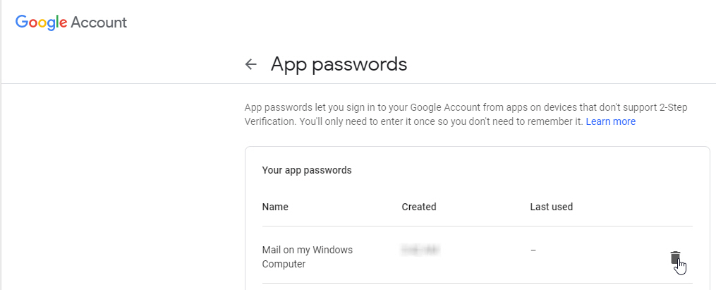 Xóa mật khẩu ứng dụng