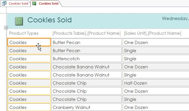 Xóa cột trong báo cáo Access