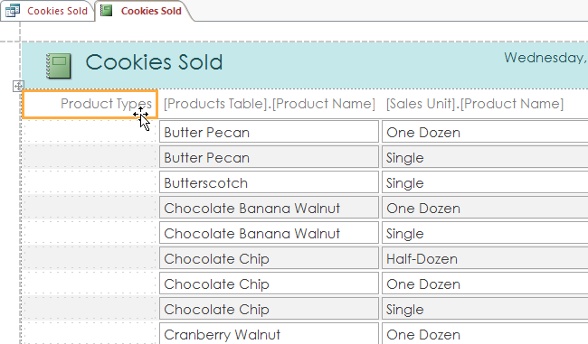 Xóa tiêu đề cột trong báo cáo Access