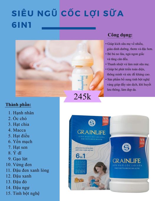 Thành phần Ngũ Cốc Lợi Sữa Grainlife