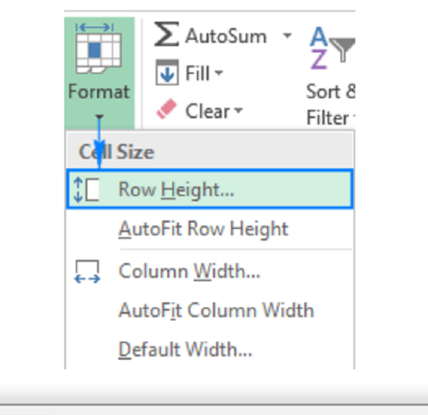 Thiết lập chiều cao hàng