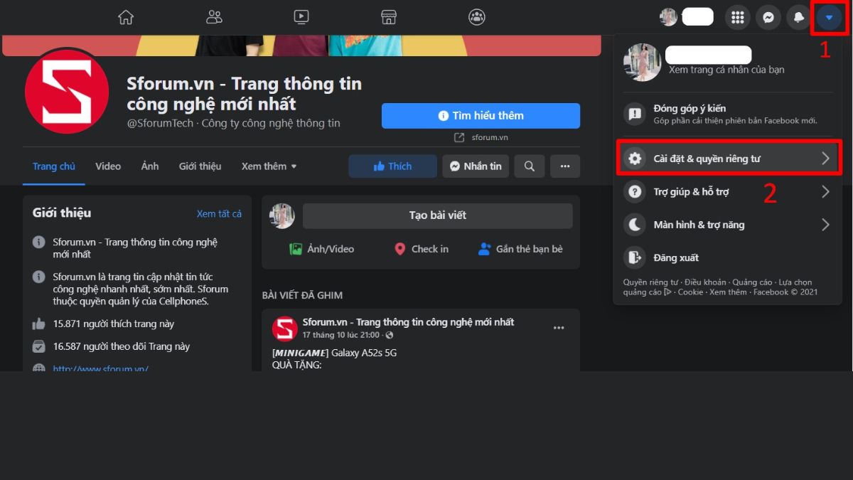 Sử dụng tính năng rút gọn link Fb bước 1