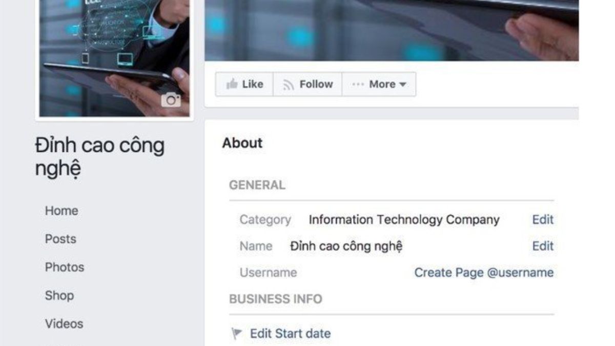 Rút gọn link Facebook Fanpage bước 1