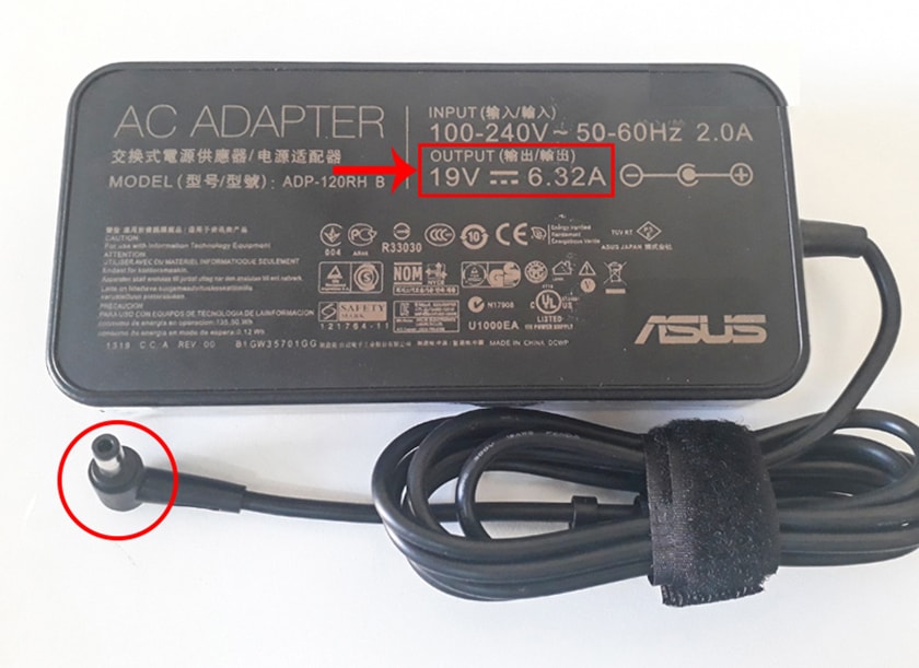 Thông số trên sạc cũ.