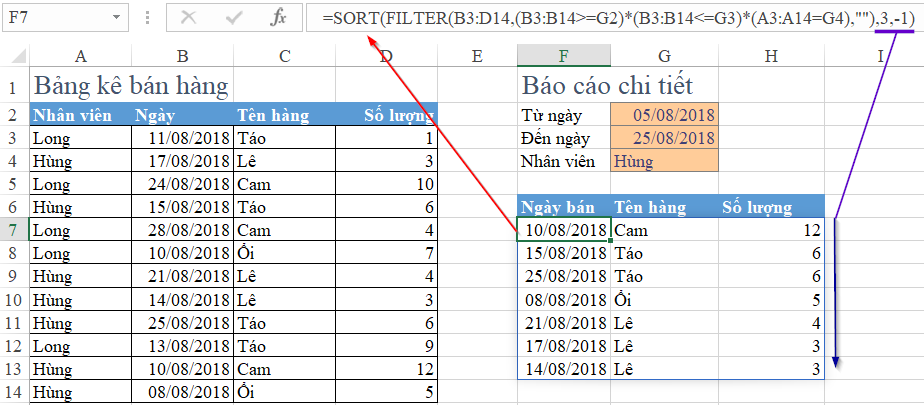 Sắp xếp theo điều kiện
