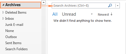 User searching for emails within the archive folder