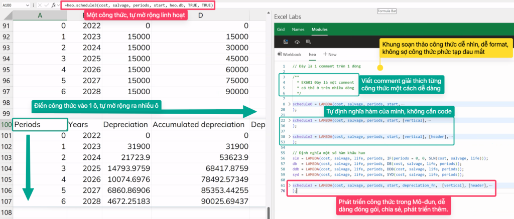 Soạn thảo công thức let và lambda trong Excel 365 sử dụng Excel Labs