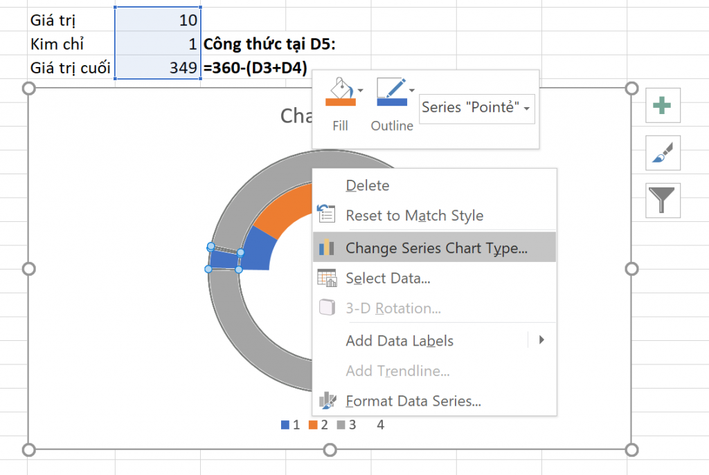 Hướng dẫn Tạo Biểu Đồ Đồng Hồ Tốc Độ (Speedometer/Gauge Chart) trong Excel Chuyển đổi kiểu biểu đồ thành Pie Chart