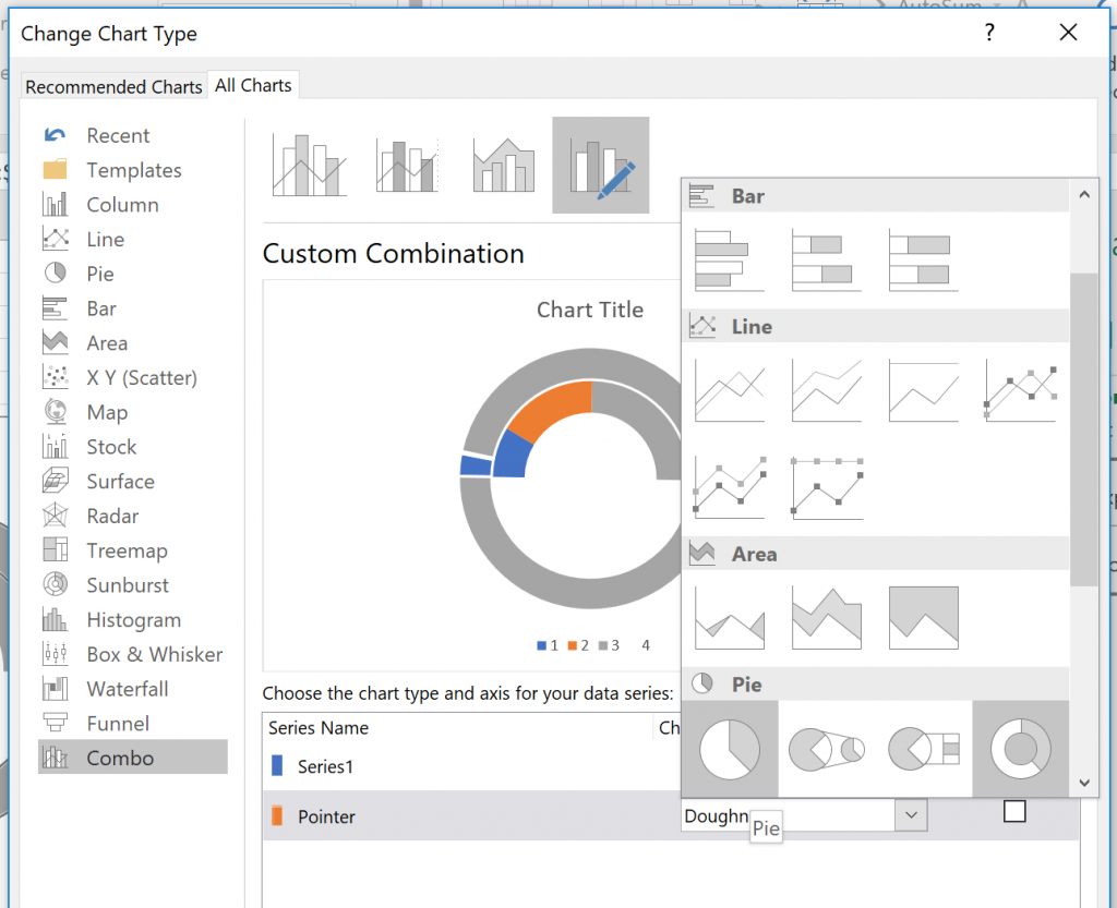 Hướng dẫn Tạo Biểu Đồ Đồng Hồ Tốc Độ (Speedometer/Gauge Chart) trong Excel Chọn Pie Chart cho kim chỉ thị