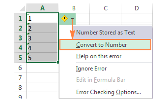 Excel warning indicator for numbers stored as text preventing AutoSum
