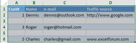 Chọn toàn bộ bảng dữ liệu