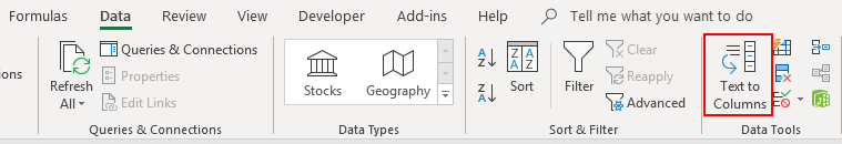 Sử dụng Text to Columns