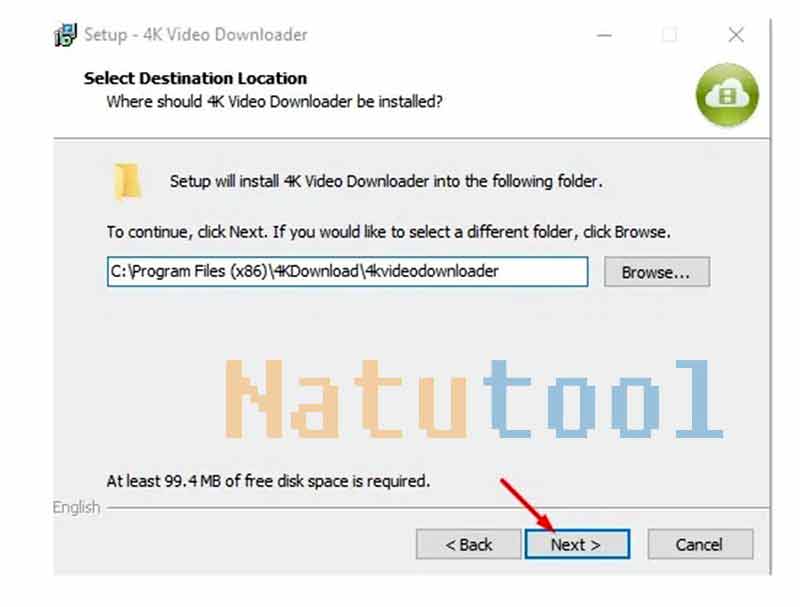 alt text: Chọn thư mục cài đặt 4K Video Downloader
