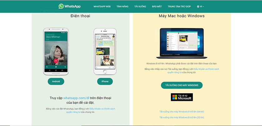 Cài đặt WhatsApp Desktop từ website chính thức