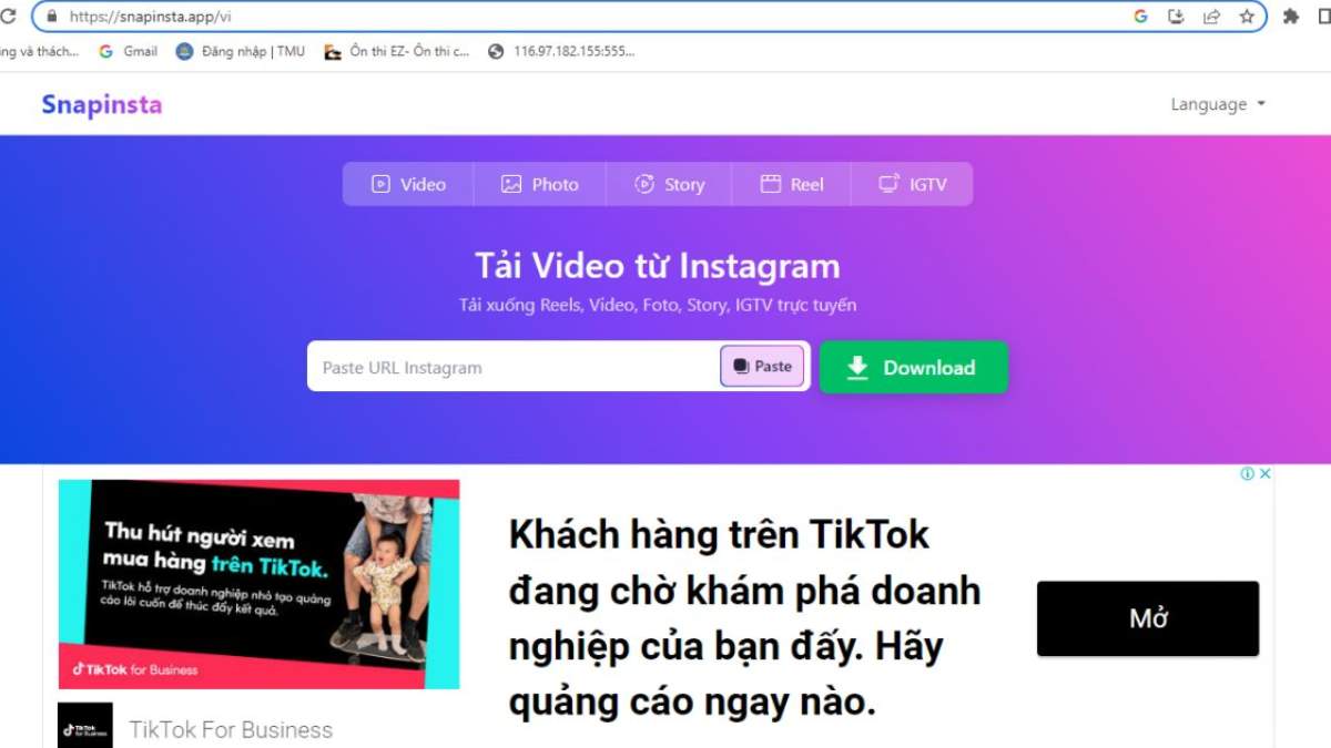 Tải ảnh bằng website
