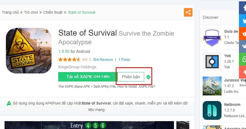 Chọn phiên bản ứng dụng trên APKPure