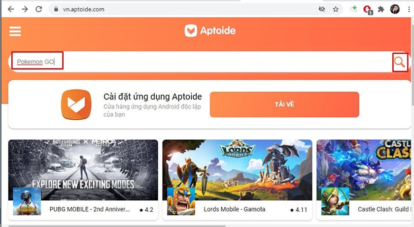 Tìm kiếm ứng dụng trên Aptoide.com