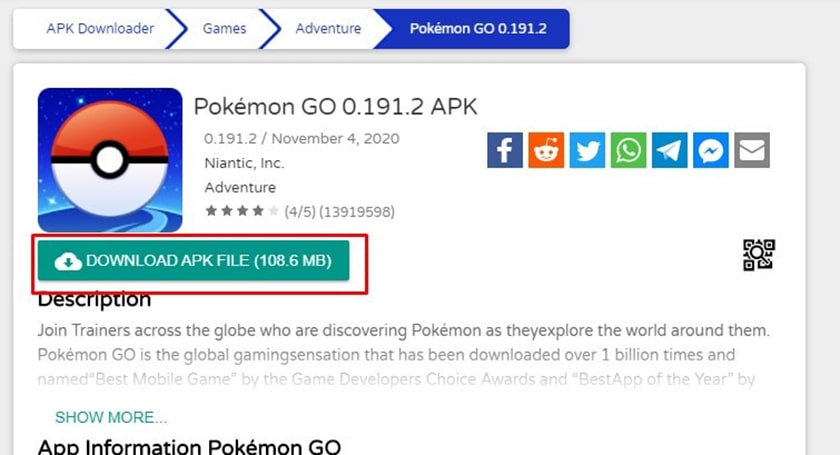 Tải file APK từ APK Downloader