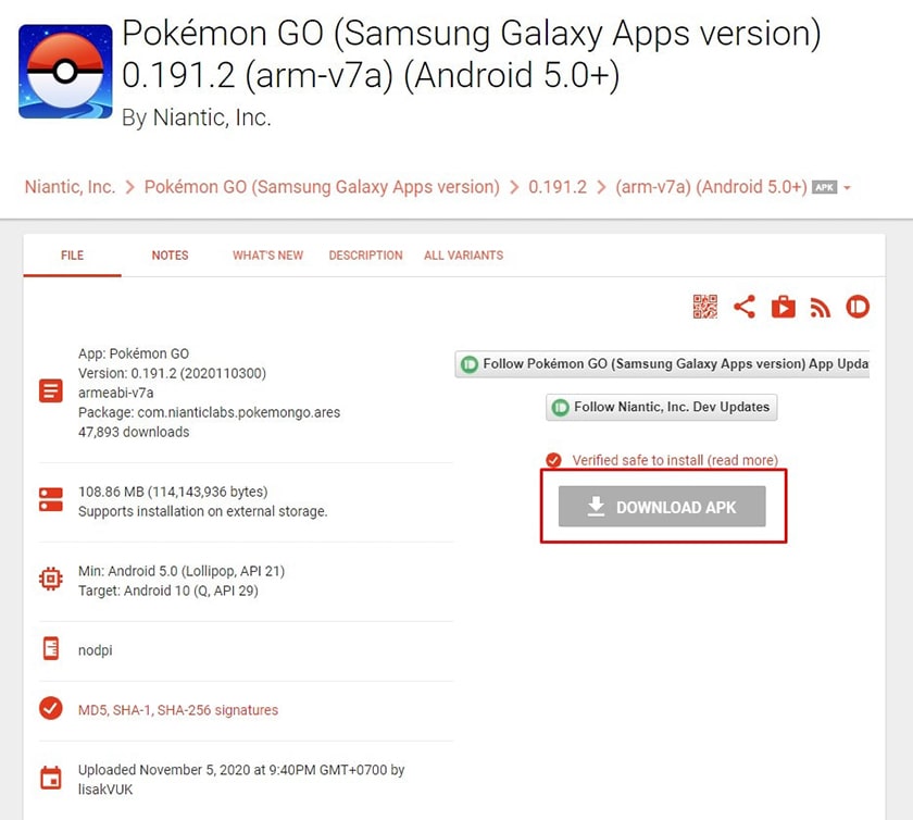 Chọn phiên bản APK phù hợp
