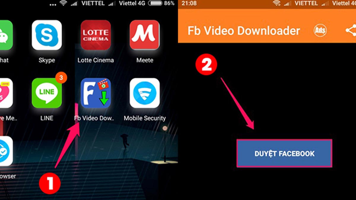 Hướng dẫn tải thước phim facebook trên điện thoại Android bước 2
