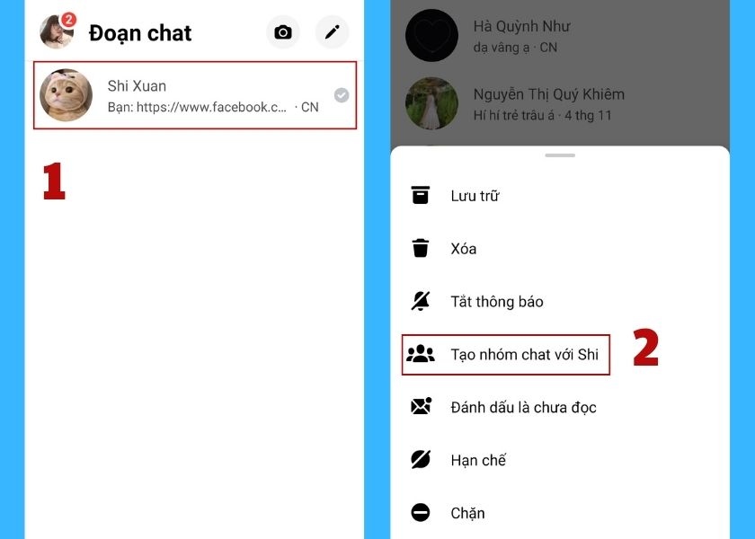 tạo nhóm trên Messenger trên điện thoại