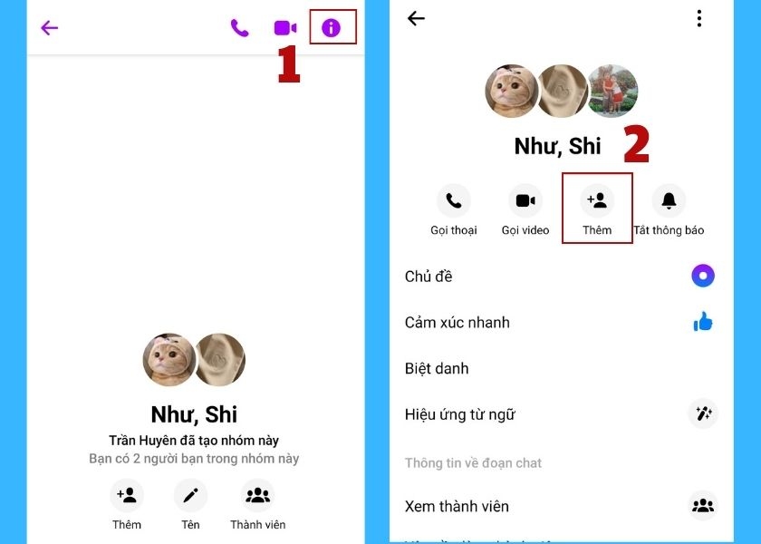 chọn Thêm để thêm thành viên mới