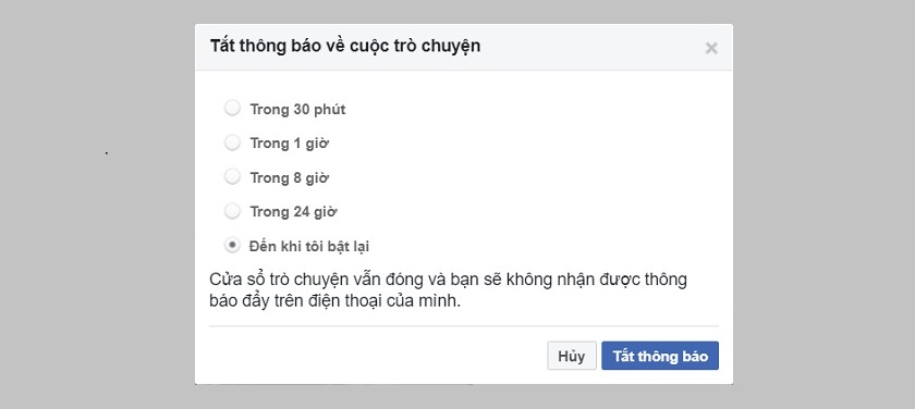Tắt thông báo trên Facebook web