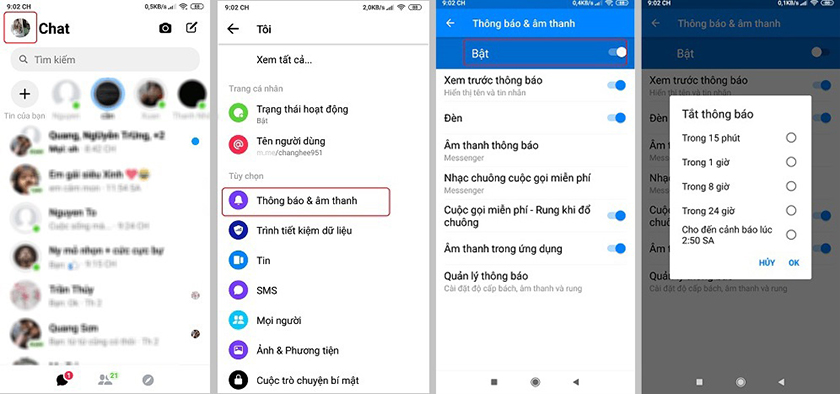 Tắt thông báo tất cả trên Messenger điện thoại