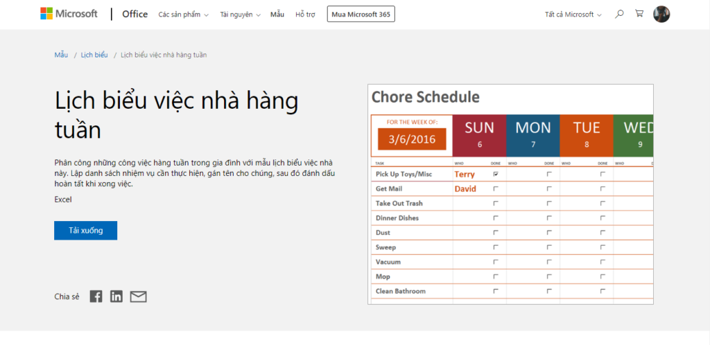 Tải xuống và sử dụng mẫu Microsoft