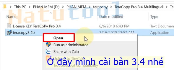 Cài đặt TeraCopy