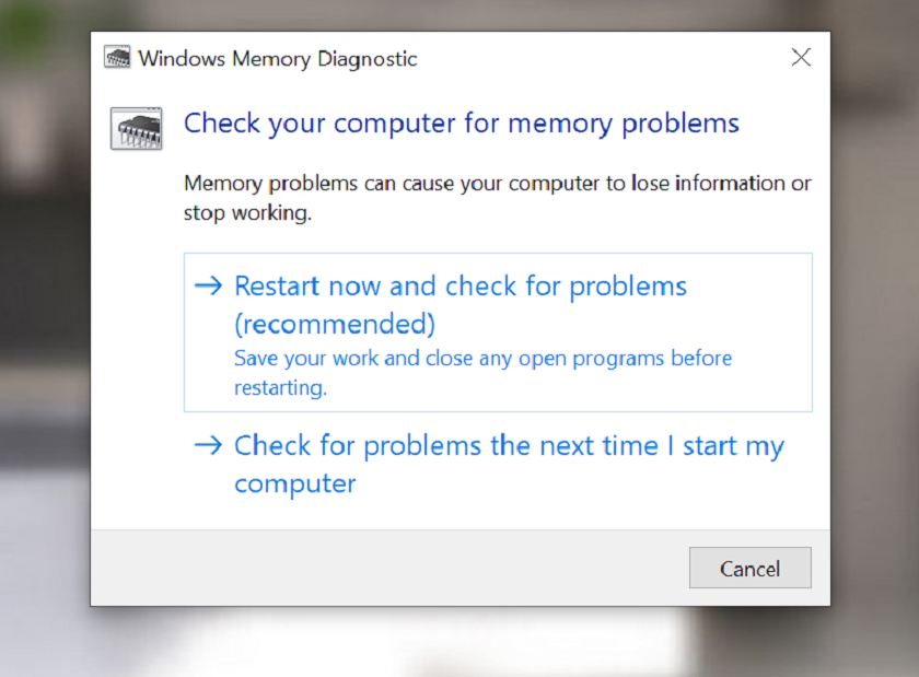 Test RAM có bị lỗi bằng công cụ Windows Memory Diagnostic