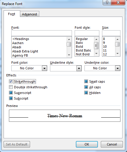 Chọn định dạng Strikethrough