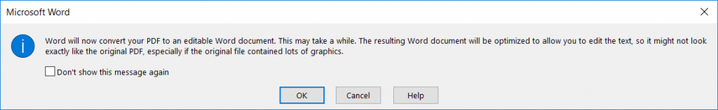 Chỉnh Sửa File PDF Dễ Dàng Với Microsoft Word Thông báo khi mở file PDF trên Word