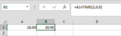 Cộng 2 giờ bằng hàm TIME